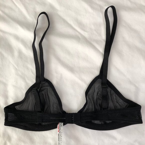 New Free People Black Sheer Mesh Triangle Underwire Bra, Size 32B - Picture 11 of 16